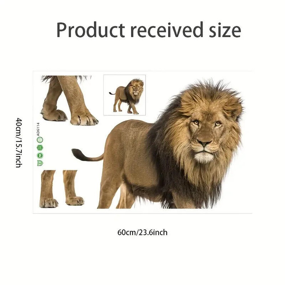 Realistic Majestic Lion 3D Wall Decal 15.7" x 23.6" NEW! Home & Garden:Home Décor:Decals, Stickers & Vinyl Art Style Your Walls